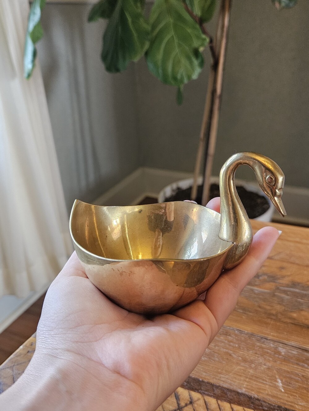 Vintage Brass Swan Bowl